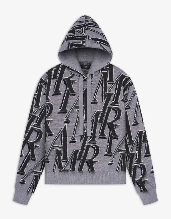 Amiri Grey Repeat Logo Hoodie Zoo Fashions