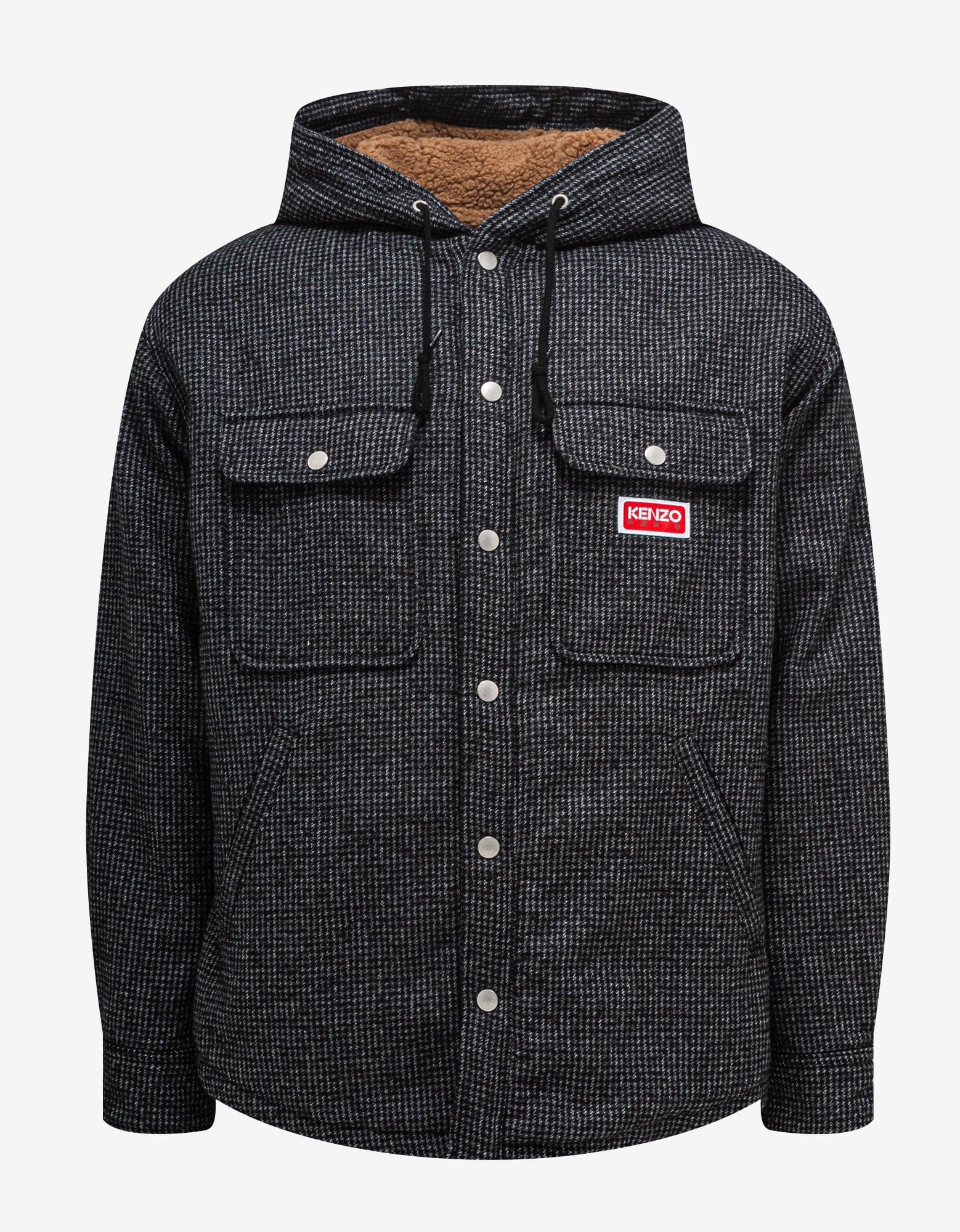 Kenzo Grey Checked Hooded Overshirt – Zoo Fashions