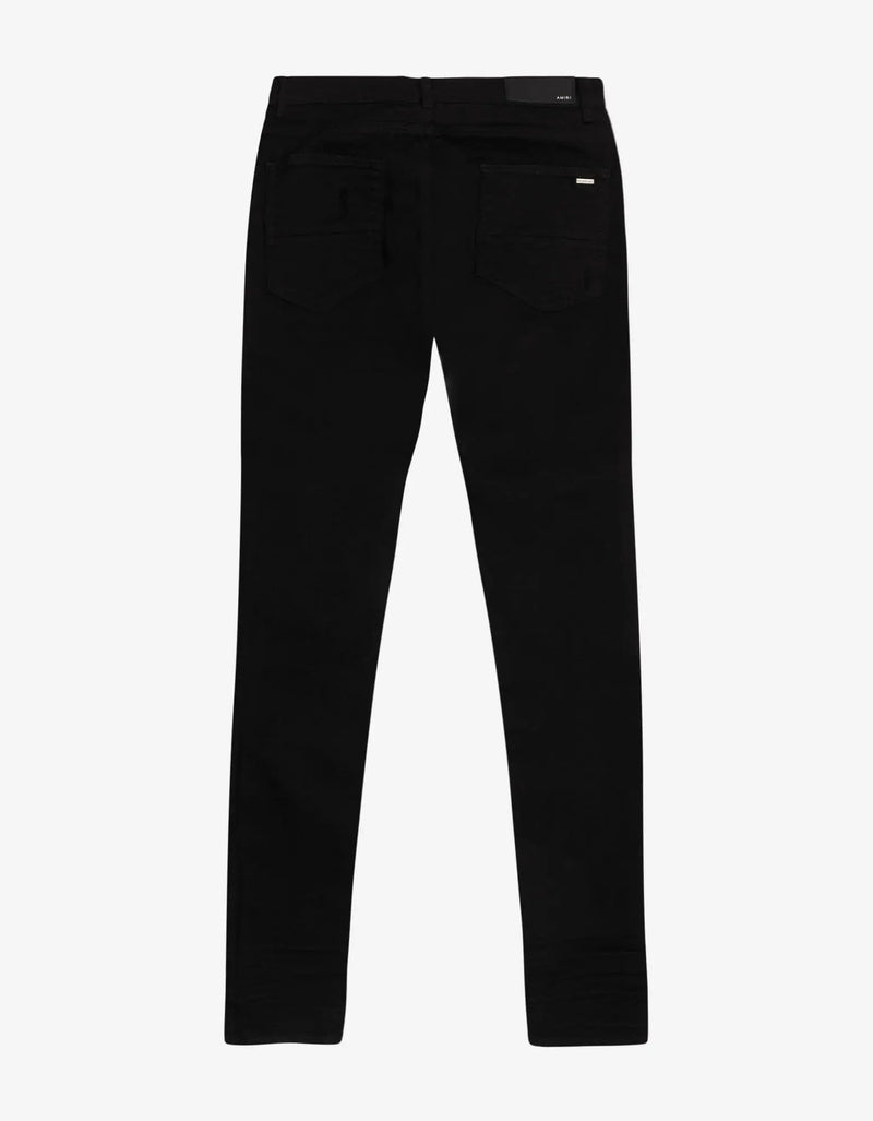 Amiri Jeans MX1 Black Leather Insert Distressed Skinny