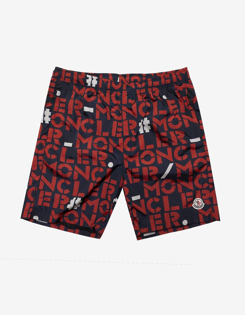 2 Moncler 1952 Moncler All-Over Logo Print Nylon Bermuda Shorts