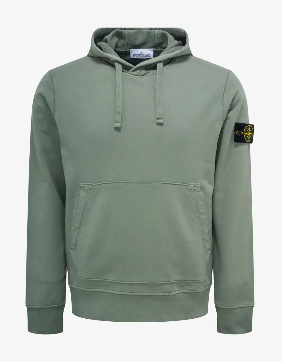 Stone Island Green Garment Dyed Hoodie