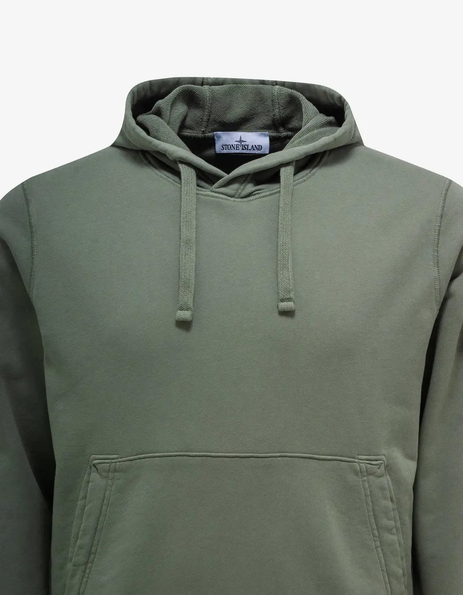 Stone Island Green Garment Dyed Hoodie