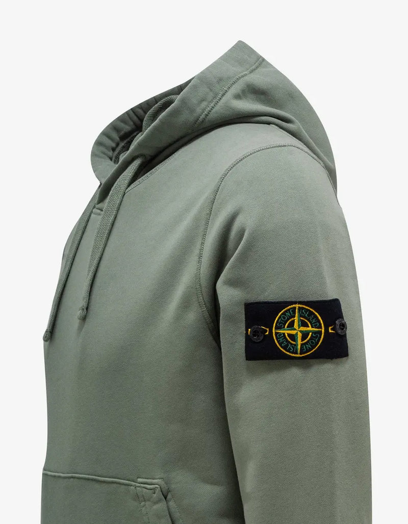 Stone Island Green Garment Dyed Hoodie