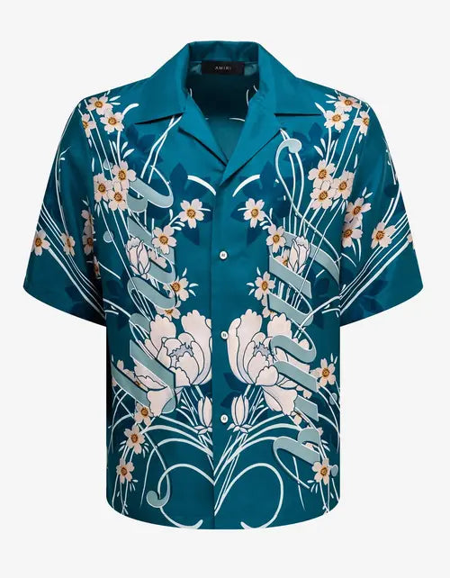 Blue Floral Bowling Shirt