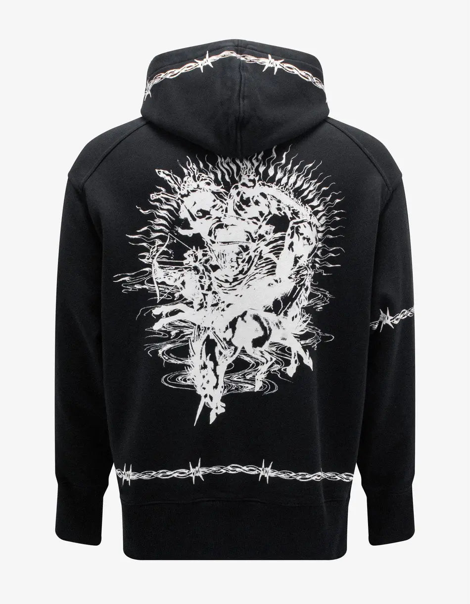 Givenchy Black Gothic Print Oversized Hoodie