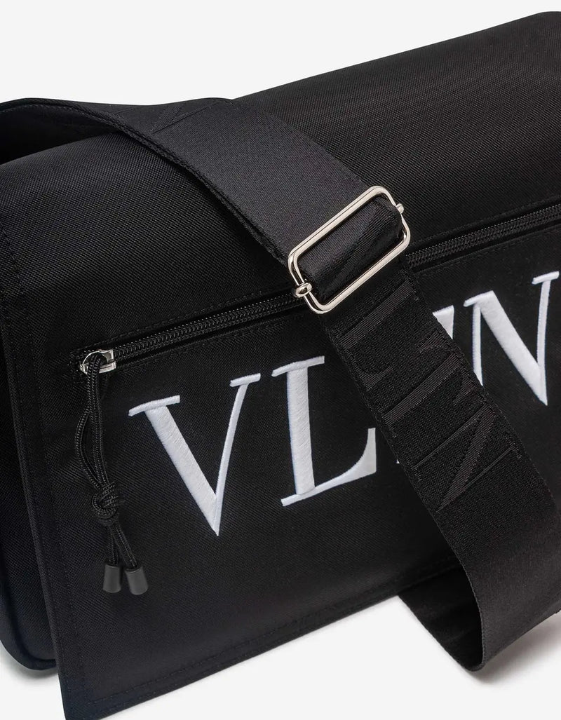 Valentino Garavani Black VLTN Nylon Messenger Bag