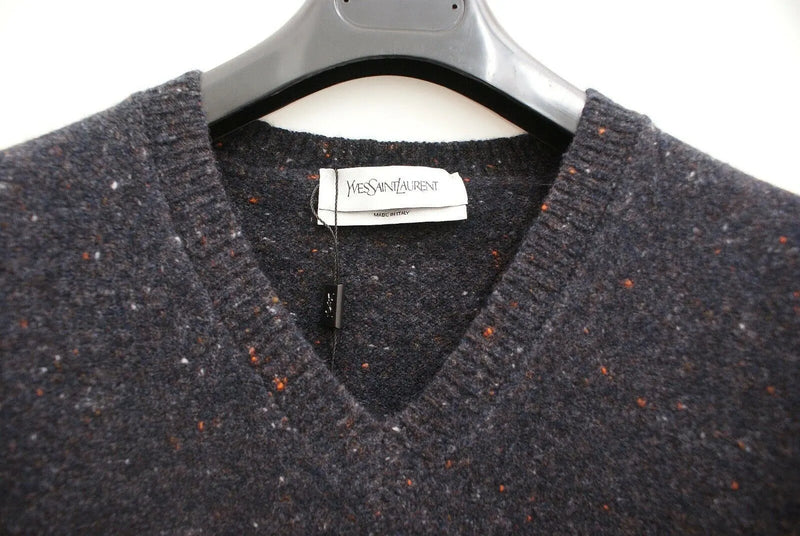 Saint Laurent Speckled Wool & Cashmere V Neck Jumper