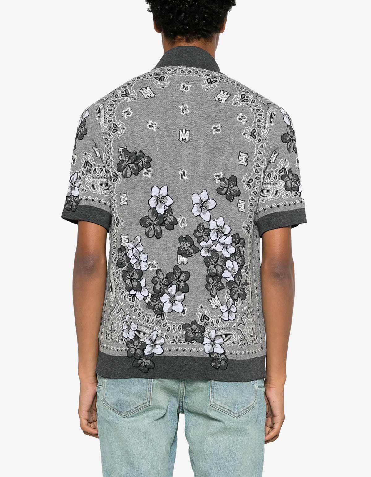 Amiri Black Bandana Floral Polo T-Shirt