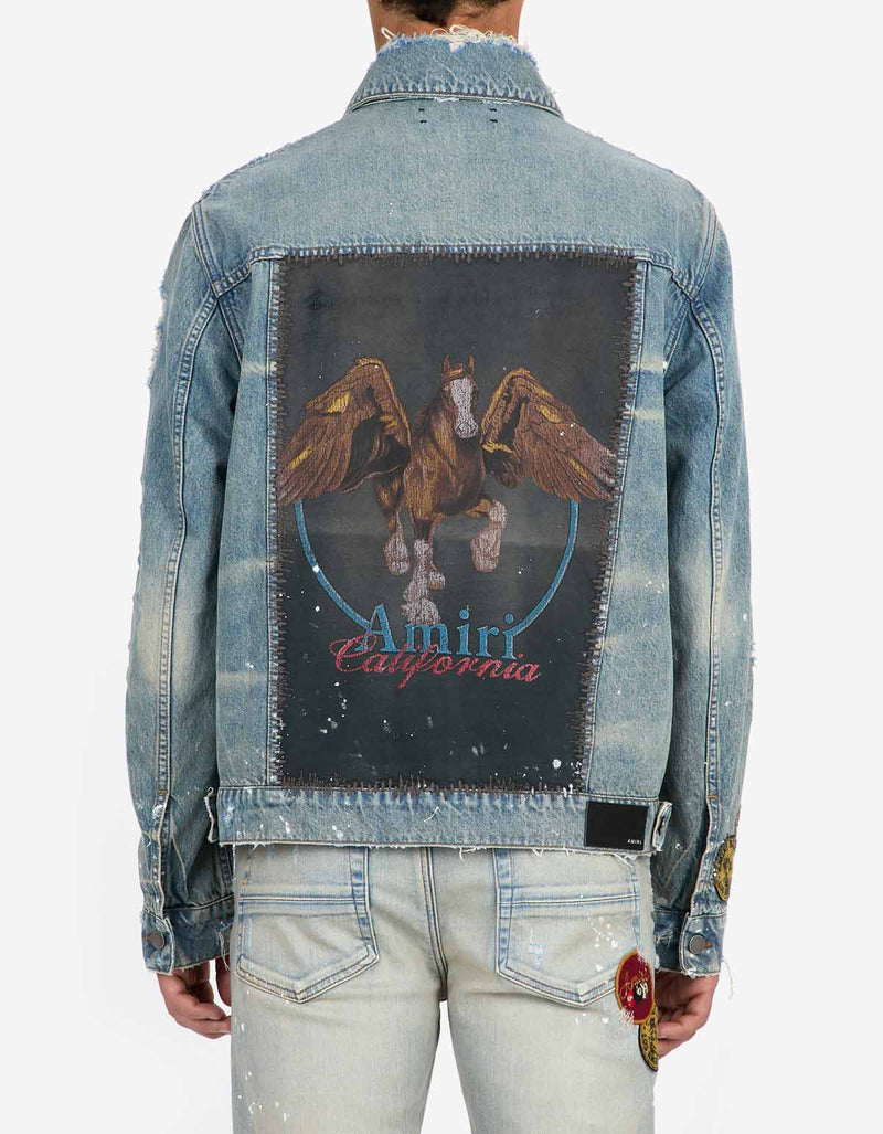 Amiri Blue Vintage Pegasus Trucker Jacket amdntr1019 406