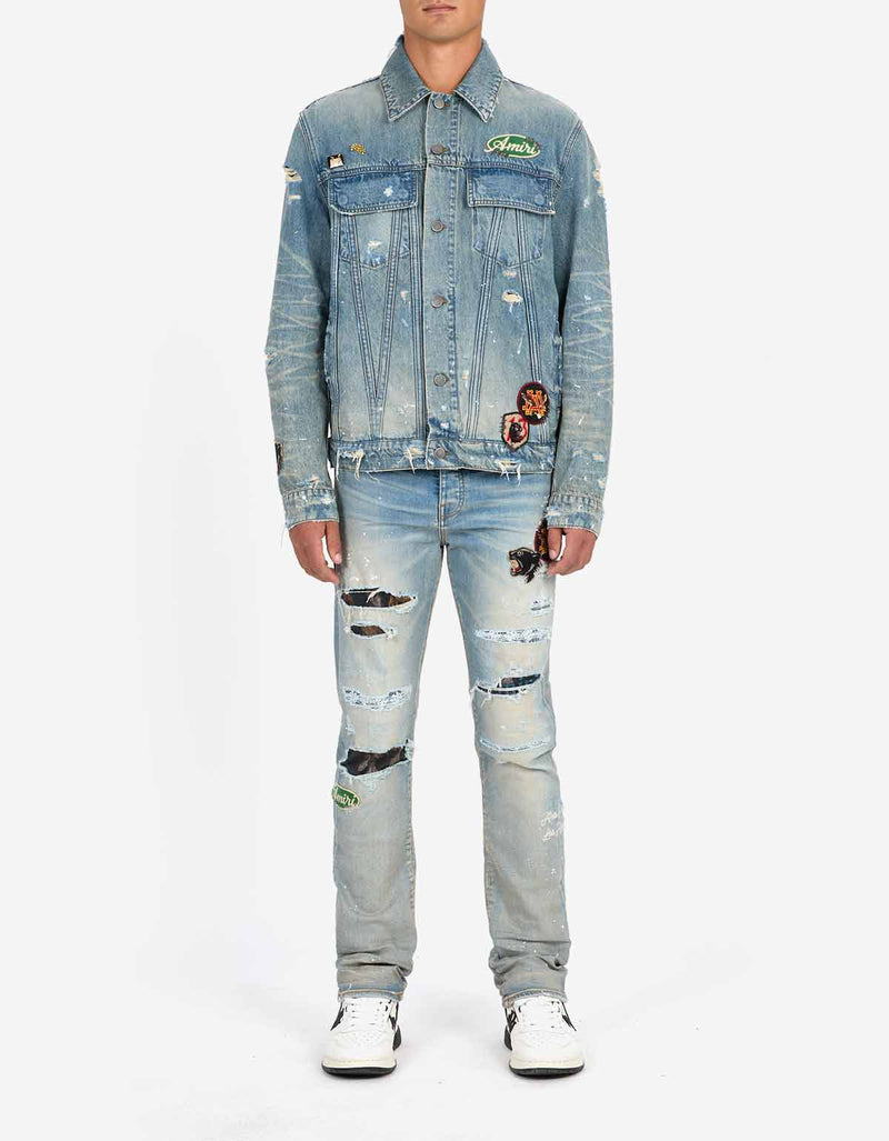 Amiri Blue Vintage Pegasus Trucker Jacket amdntr1019 406