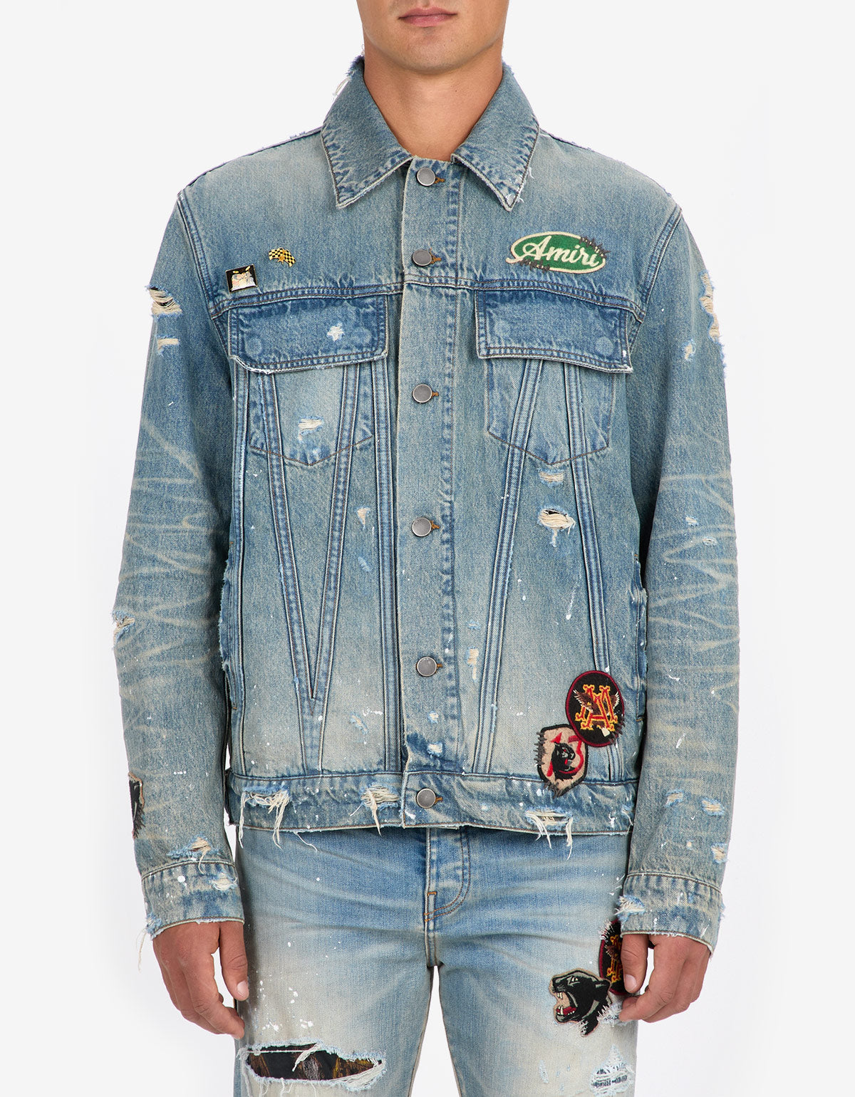 Amiri Blue Vintage Pegasus Trucker Jacket amdntr1019 406