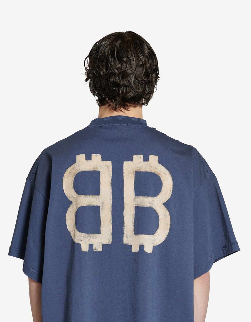 Balenciaga Blue Oversized Crypto T-Shirt