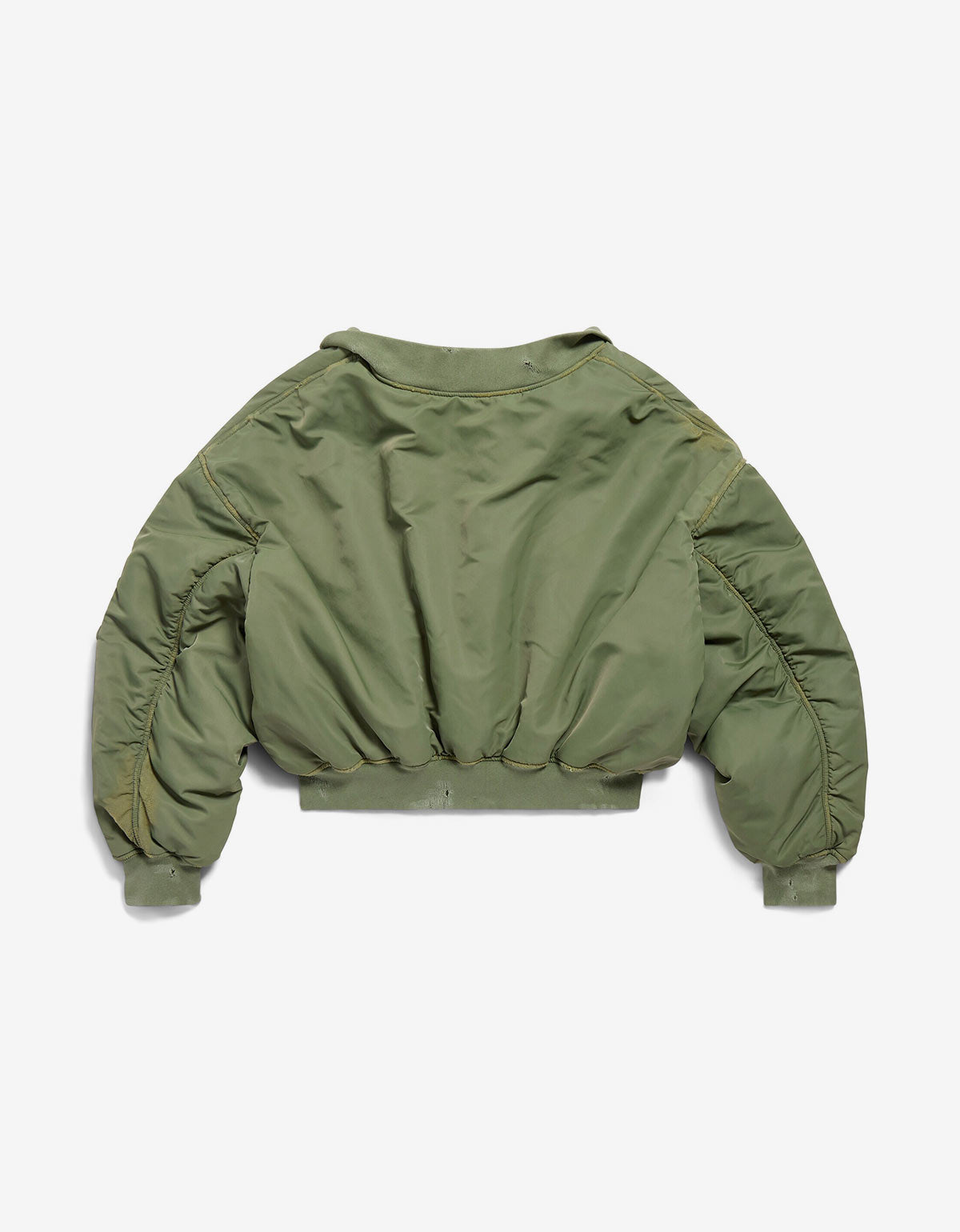 Balenciaga Green Off Shoulder Bomber Jacket