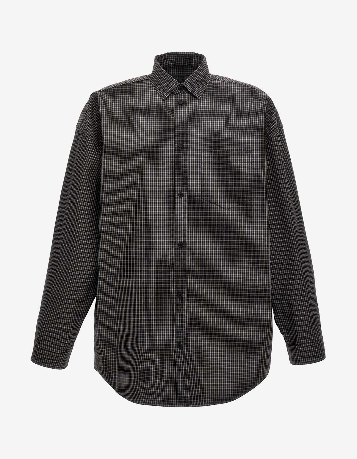 Balenciaga Grey Check Outerwear Shirt