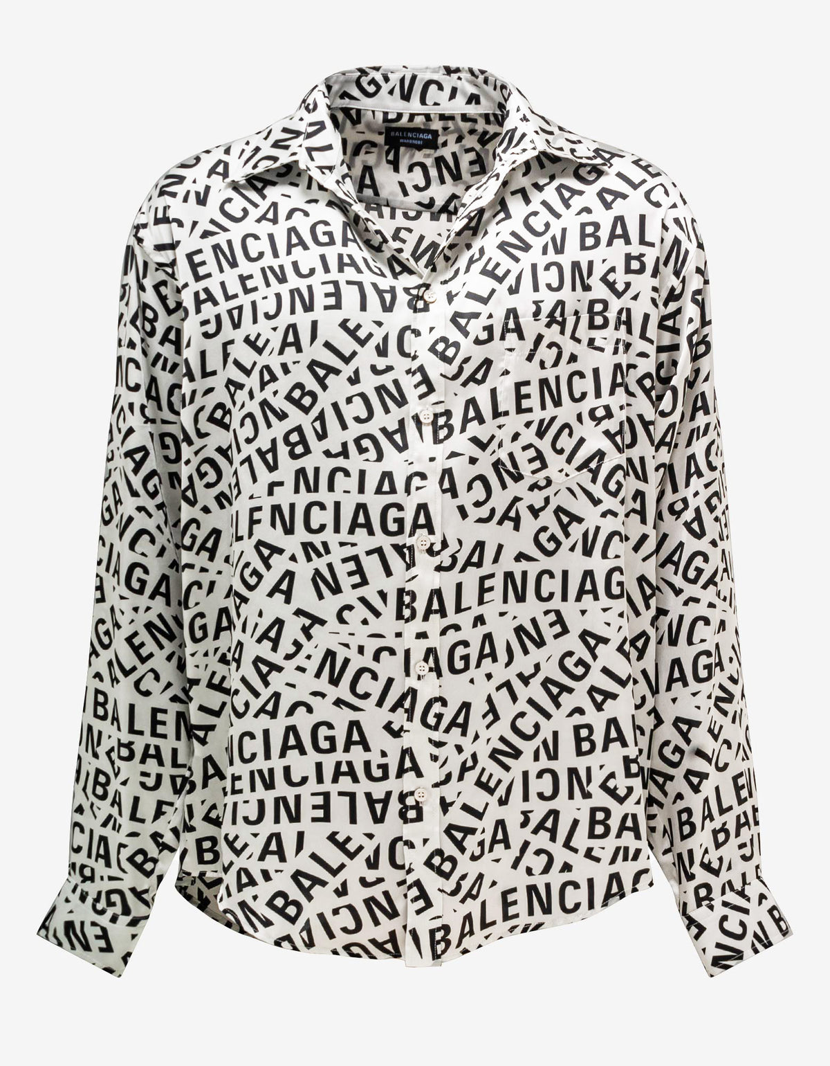 Balenciaga Grey Logo Strips Large Fit Shirt