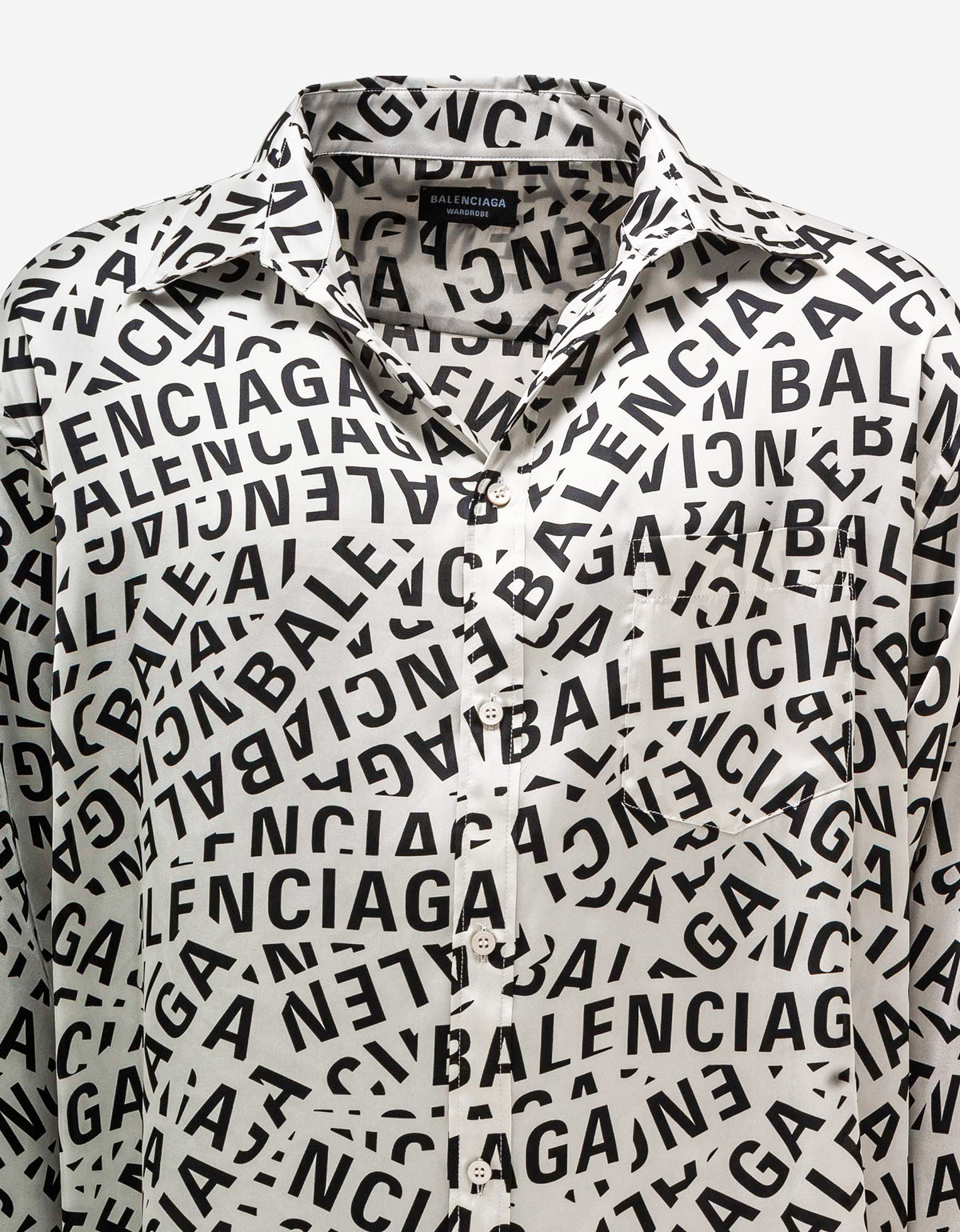 Balenciaga Grey Logo Strips Large Fit Shirt