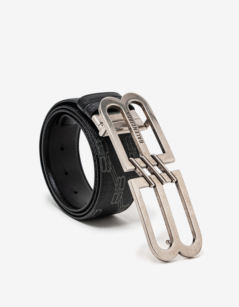 Balenciaga Black Reversible BB Monogram Belt 40mm