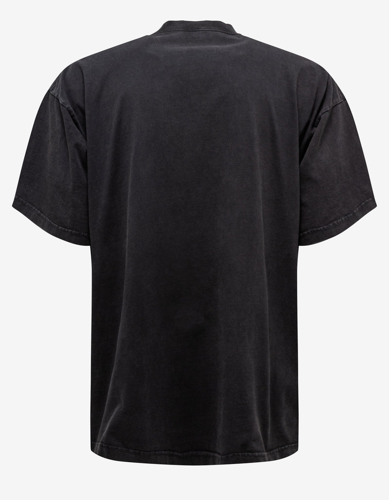 Balenciaga Wash Black Logo Embroidery Oversized T-Shirt