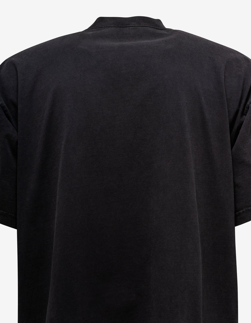 Balenciaga Wash Black Logo Embroidery Oversized T-Shirt