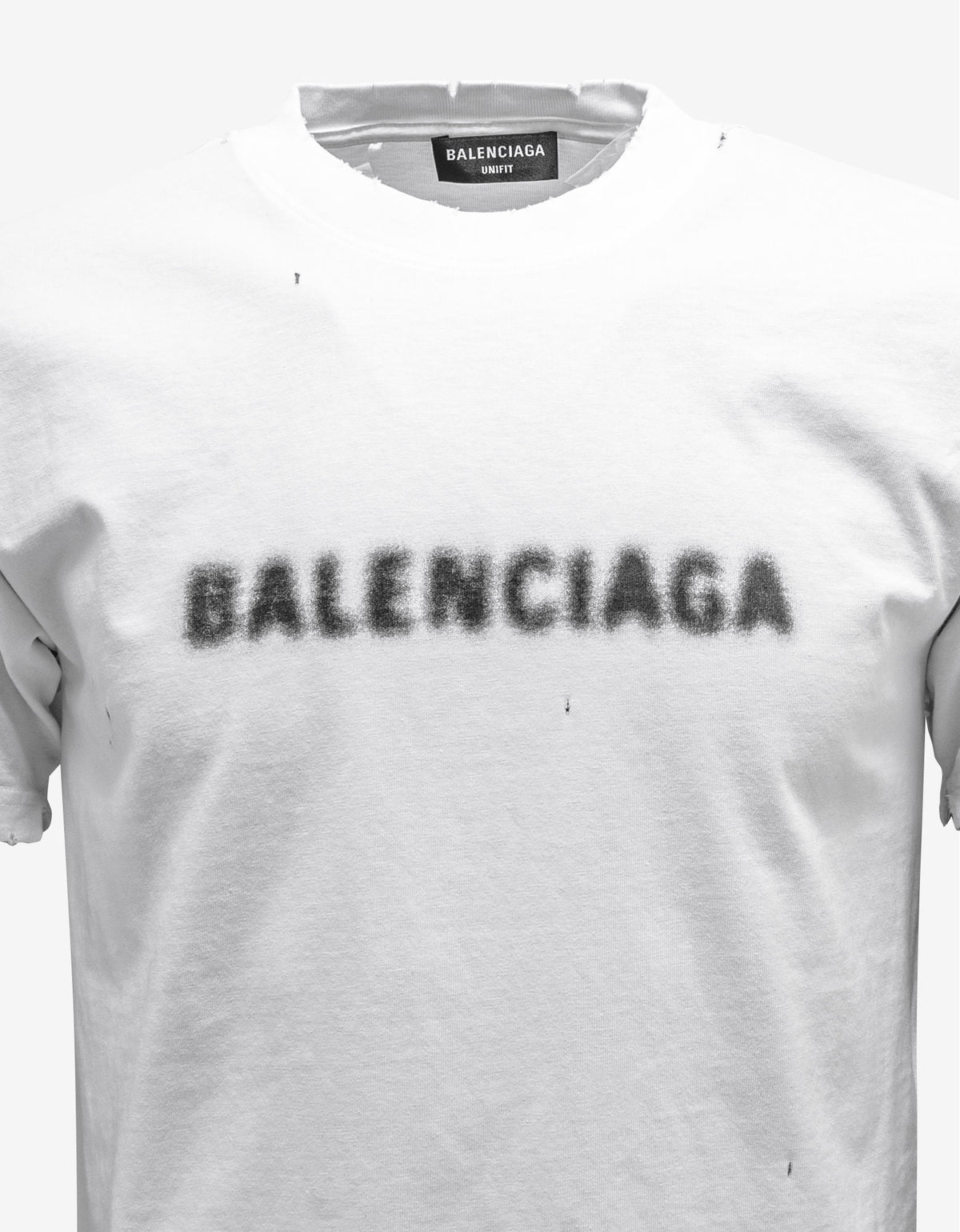 Balenciaga White Faded Logo Small Fit T-Shirt