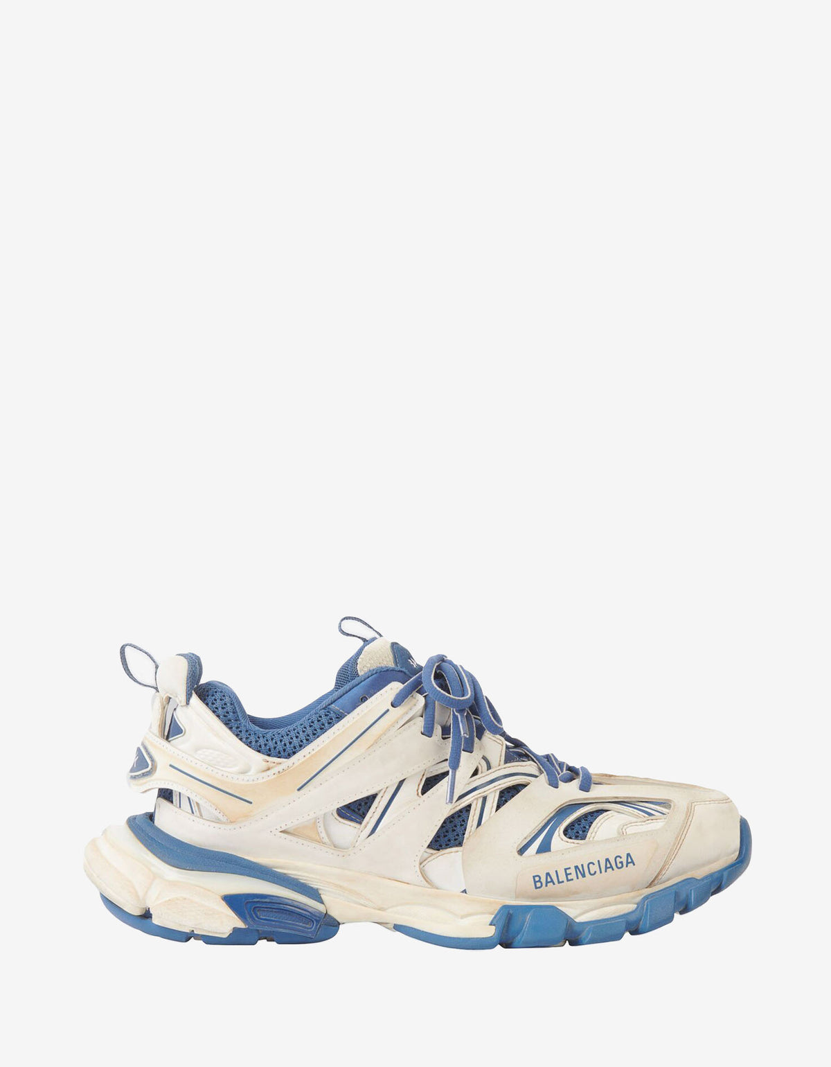 Balenciaga White & Blue Track Worn Out Trainers