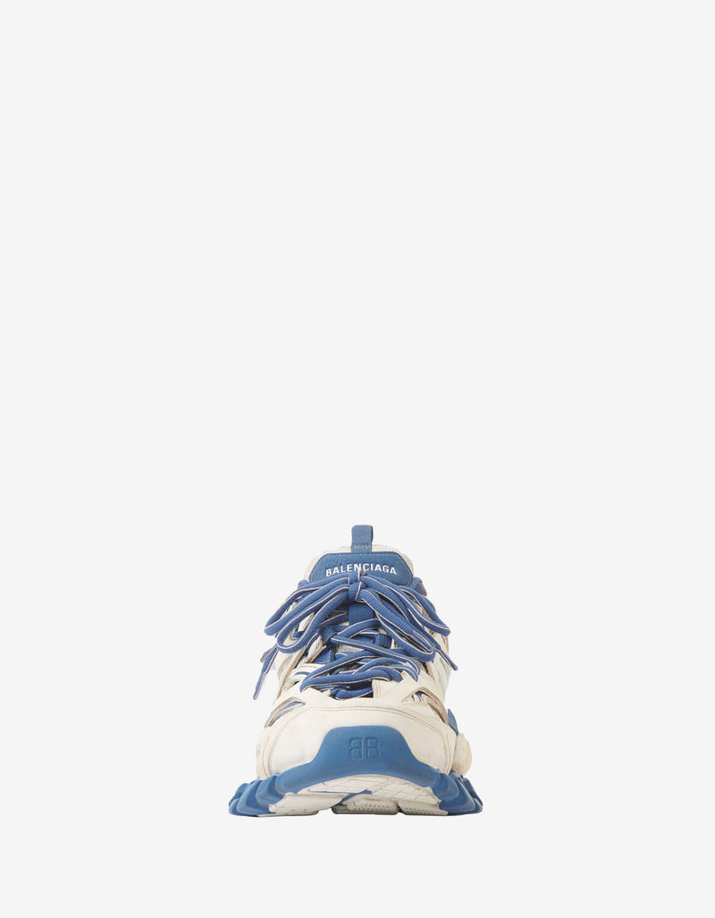 Balenciaga White & Blue Track Worn Out Trainers