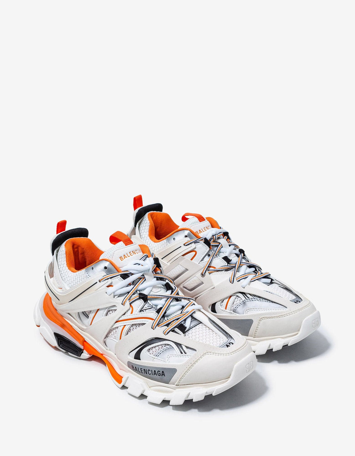 Balenciaga White & Orange Track Trainers