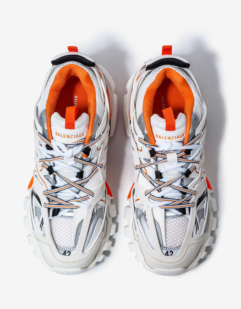 Balenciaga White & Orange Track Trainers