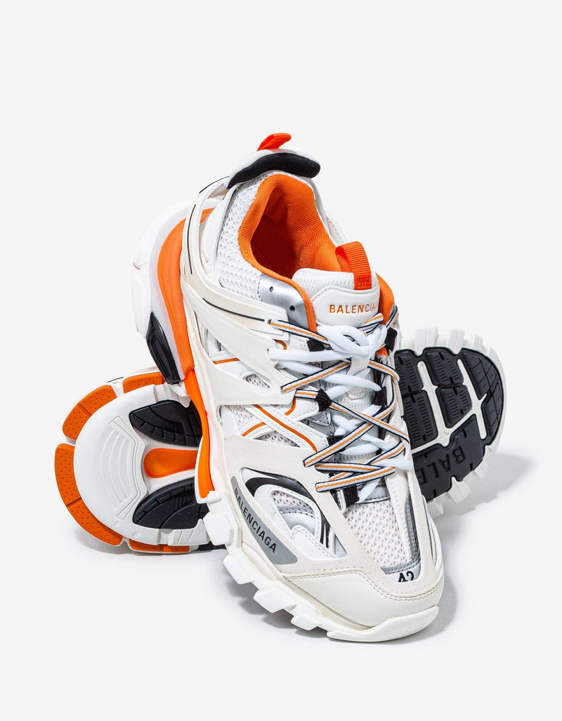 Balenciaga White & Orange Track Trainers