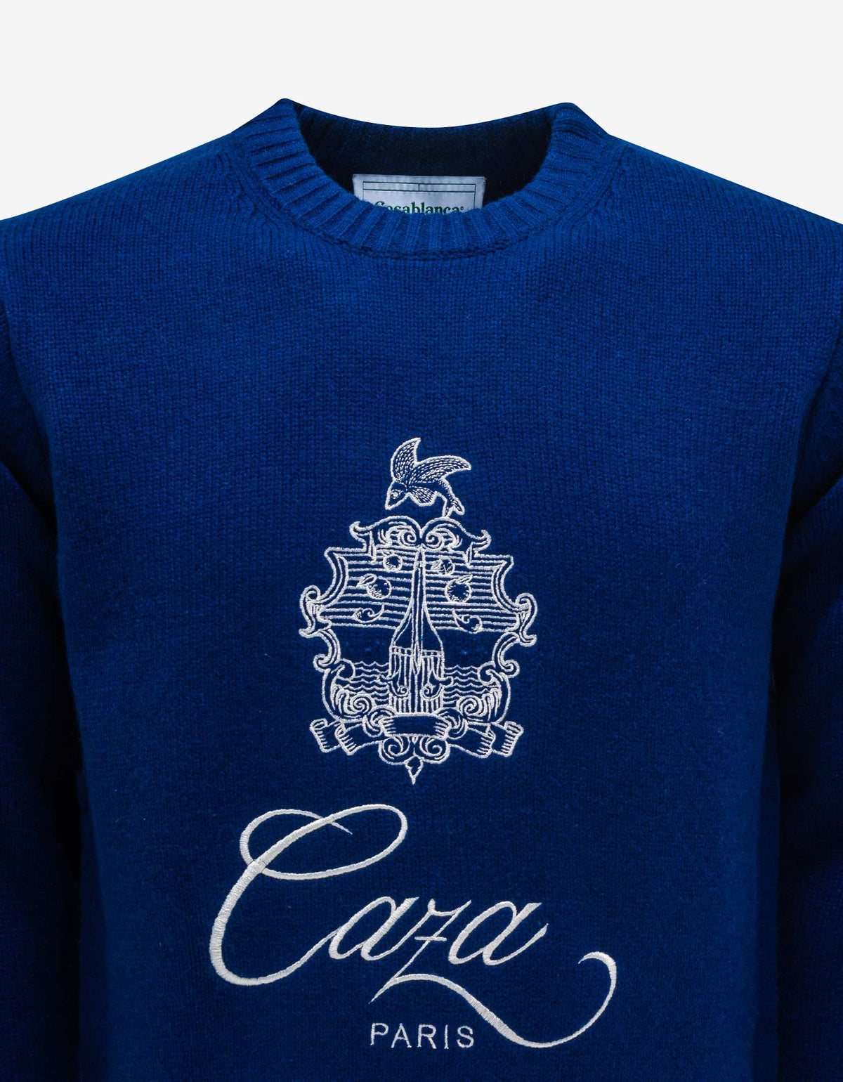 Blue Embleme De Caza Logo Embroidered Sweater