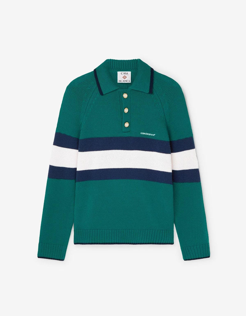 Casablanca Green Colourblock Polo Shirt MPS25-KW-827-01