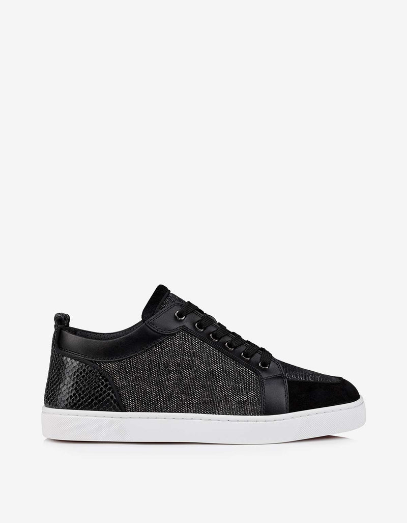 Christian Louboutin Rantulow Black Linen Trainers