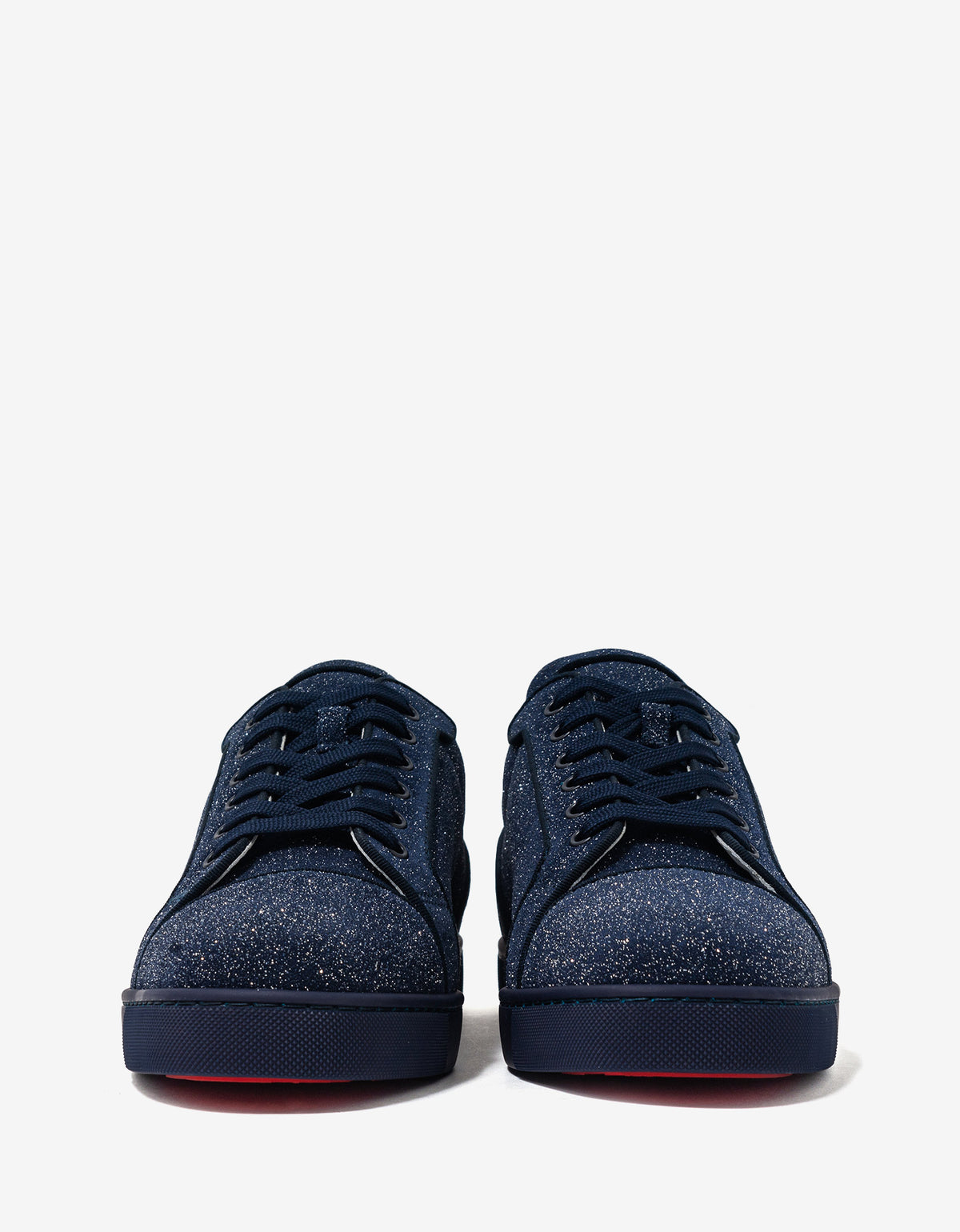 Christian Louboutin Louis Junior Orlato Blue Glittered Suede Trainers