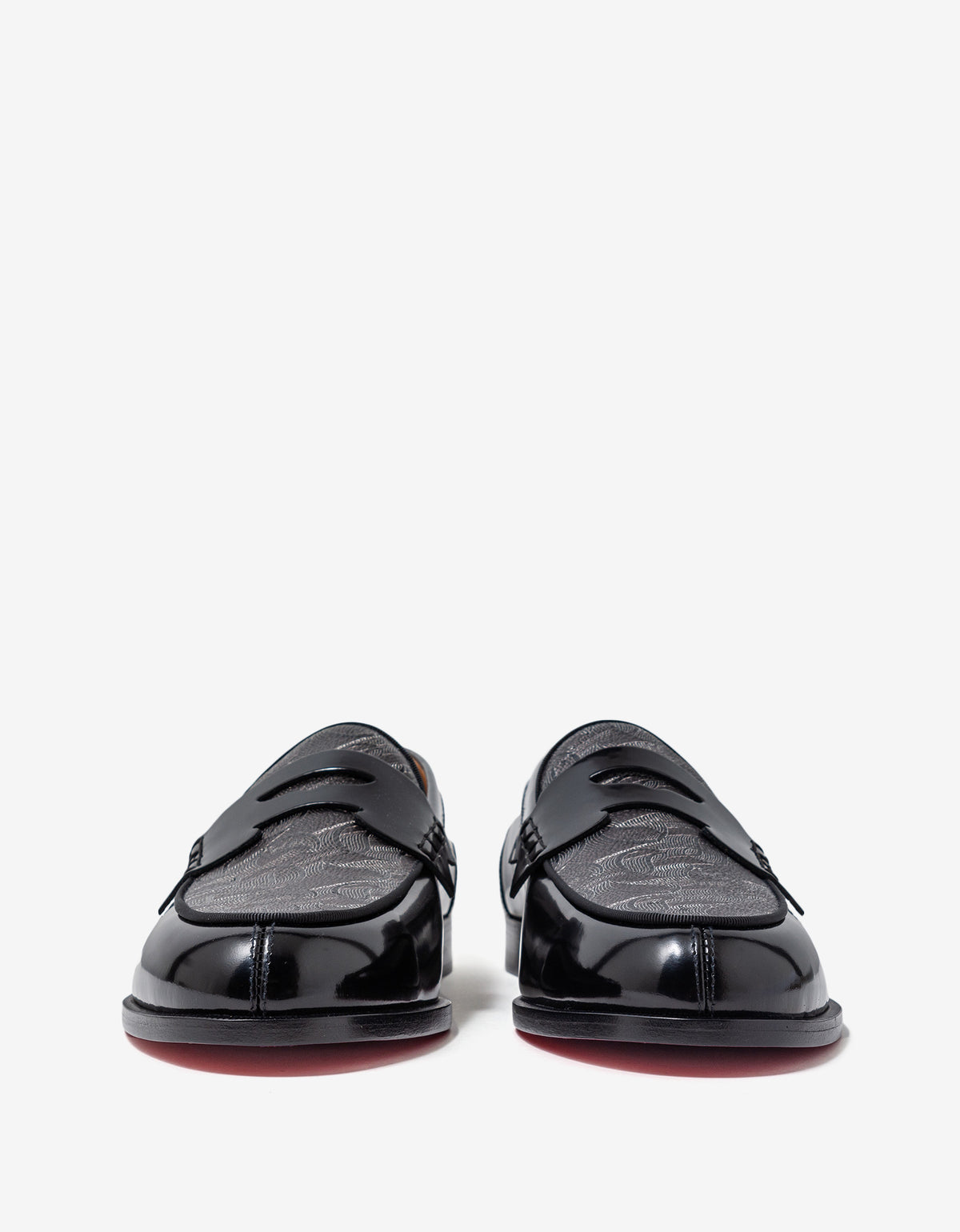 Christian Louboutin No Penny Toile Mono CL Black Loafers