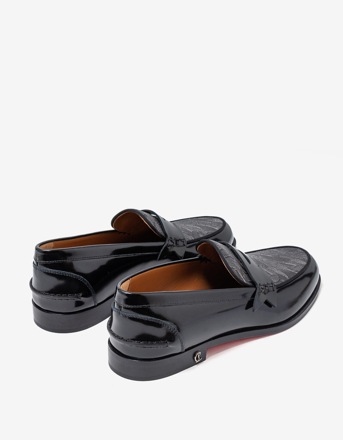 Christian Louboutin No Penny Toile Mono CL Black Loafers