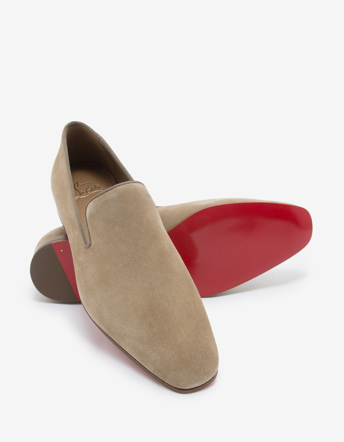 Christian Louboutin Dandelion Beige Suede Leather Loafers