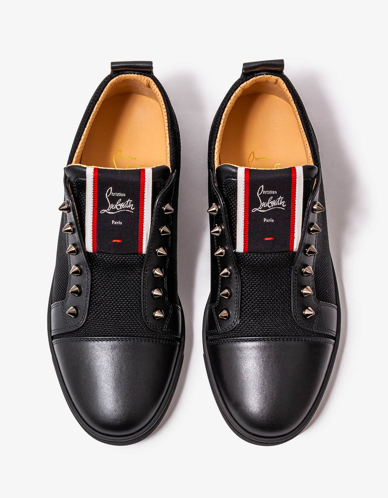 Christian Louboutin F.A.V Fique A Vontade Black Leather & Mesh Trainers