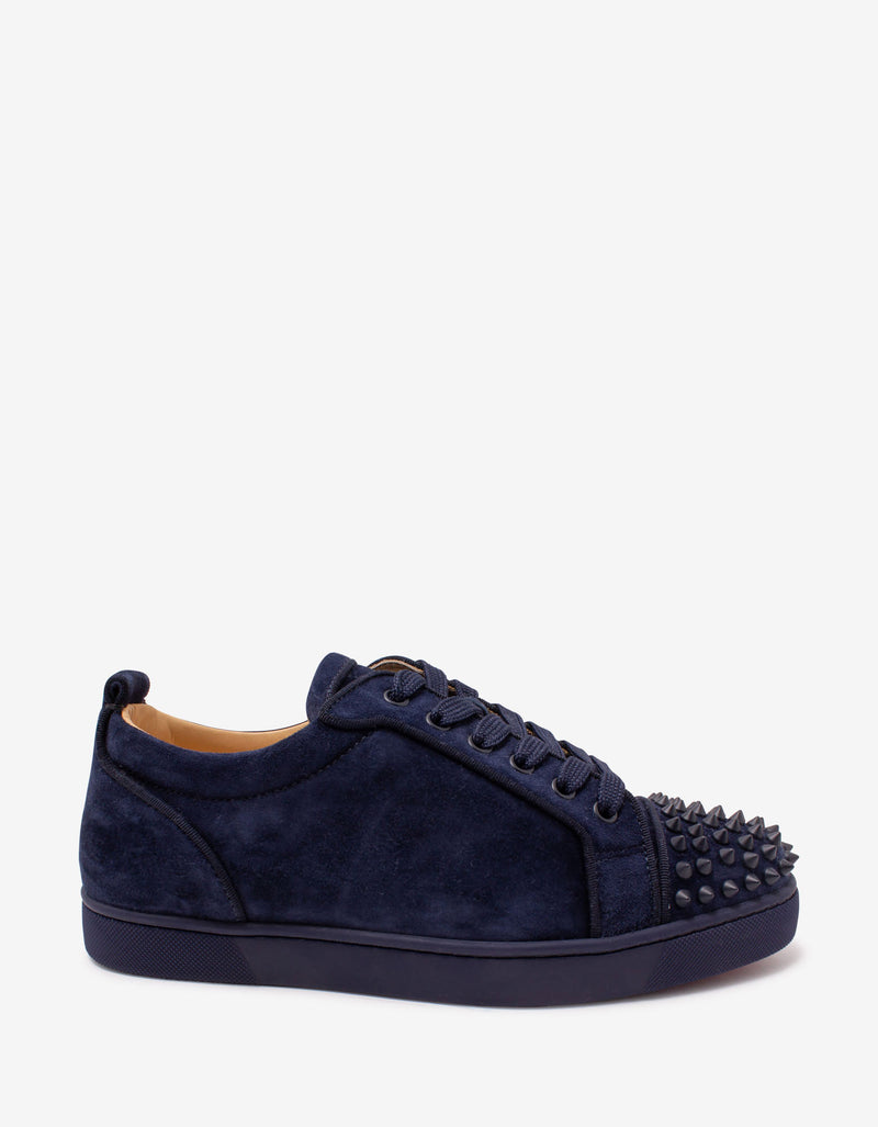 Christian Louboutin Louis Junior Spikes Orlato Dark Blue Suede Trainers