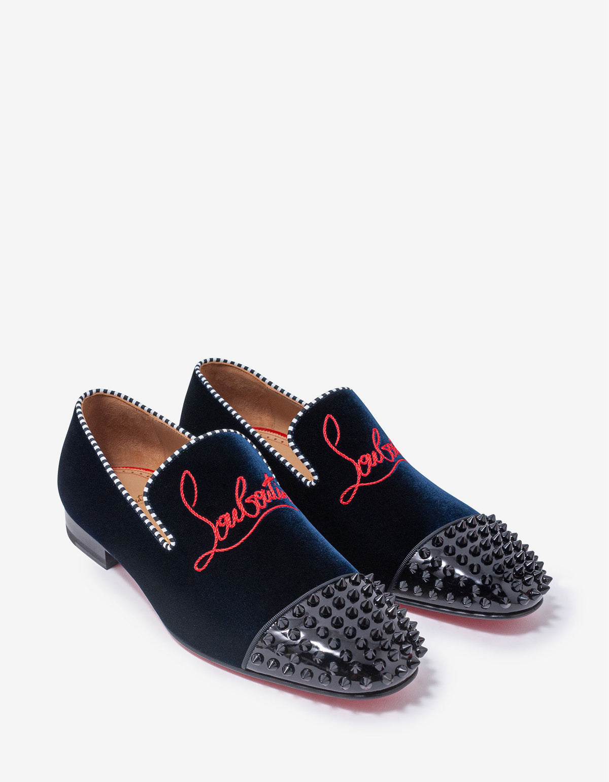 Christian Louboutin Navy Spooky Blue Velvet Loafers