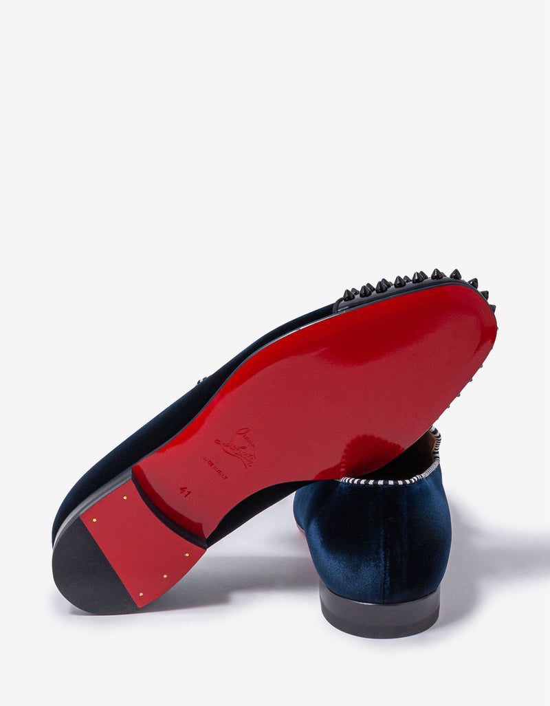 Christian Louboutin Navy Spooky Blue Velvet Loafers