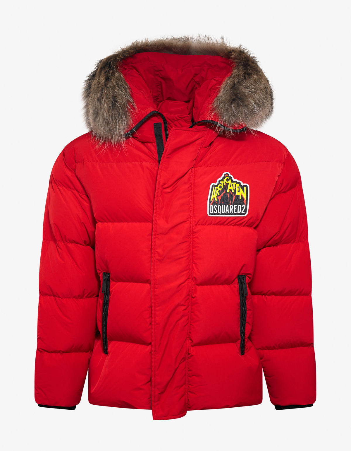 Dsquared2 Red Fur Trim Down Jacket