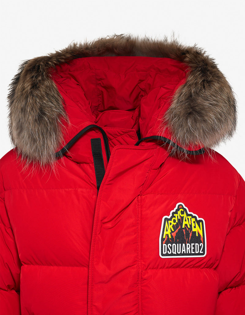 Dsquared2 Red Fur Trim Down Jacket