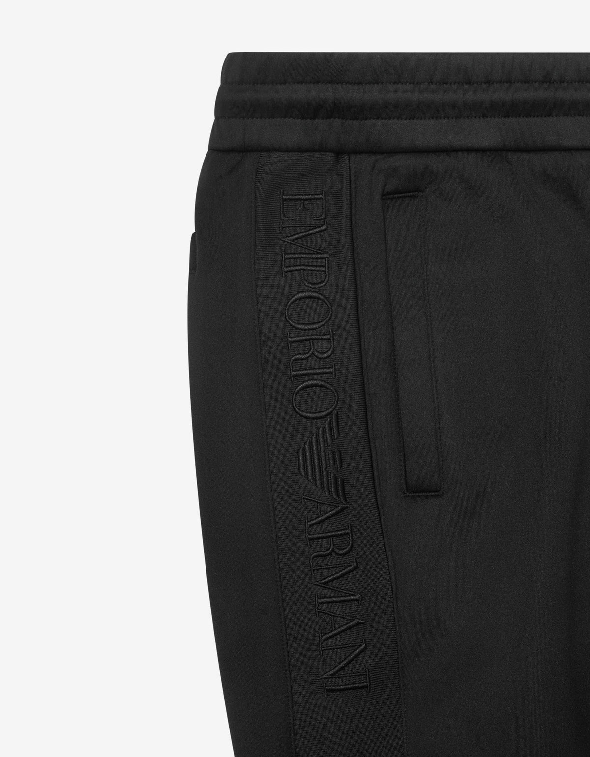 Emporio Armani Black Embossed Logo Sweat Pants