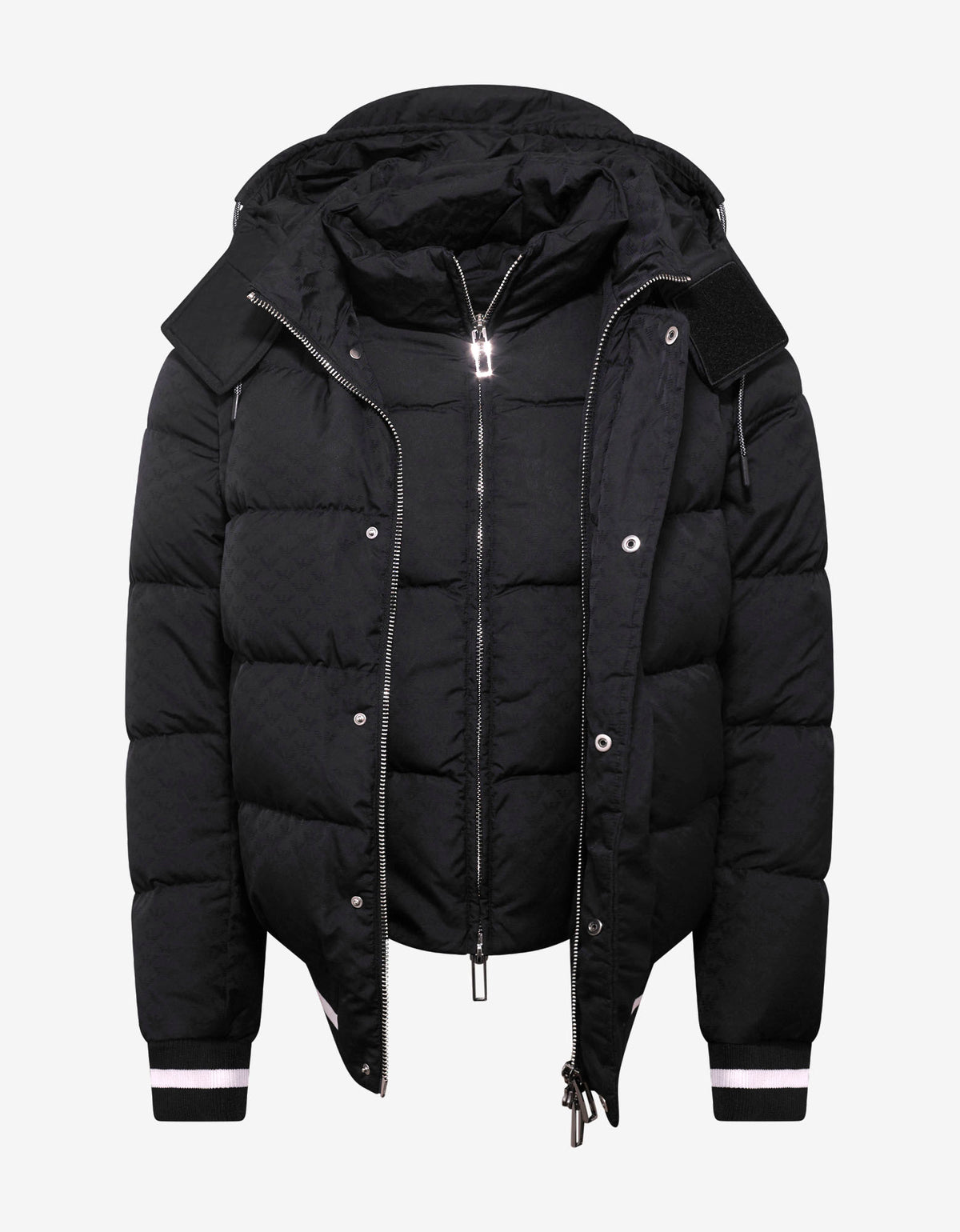 Emporio Armani Navy Blue Eagle Jacquard Down Jacket