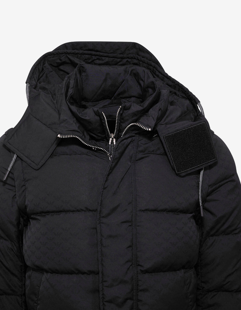 Emporio Armani Navy Blue Eagle Jacquard Down Jacket