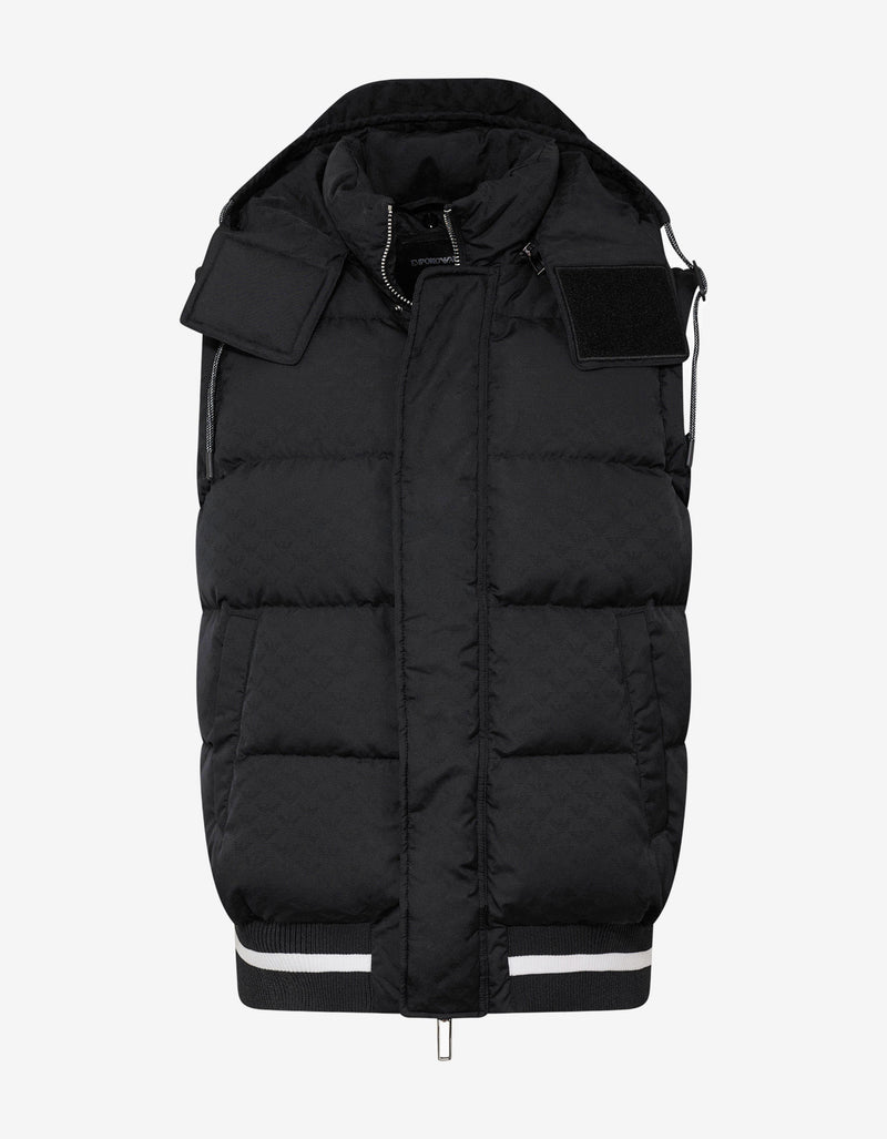 Emporio Armani Navy Blue Eagle Jacquard Down Jacket