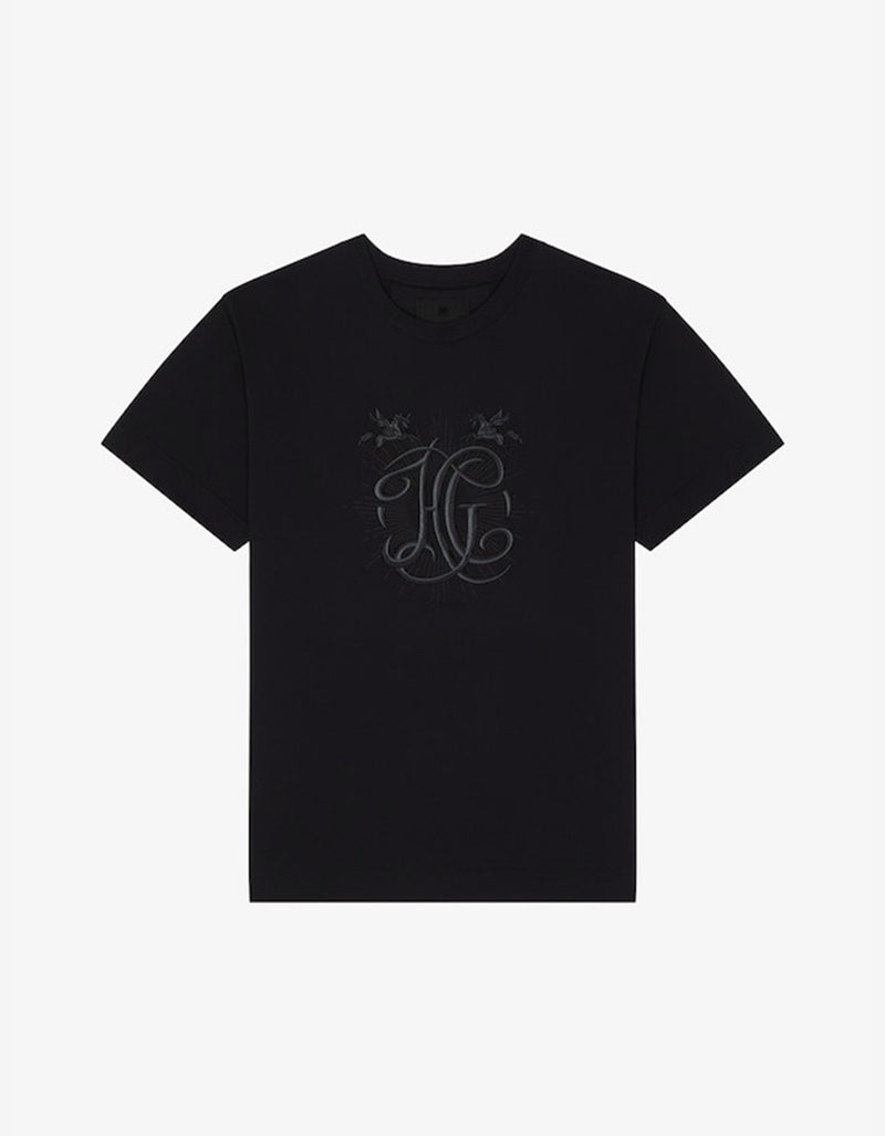 Givenchy Black HG Embroidery T-Shirt BM71MG3YQA 001