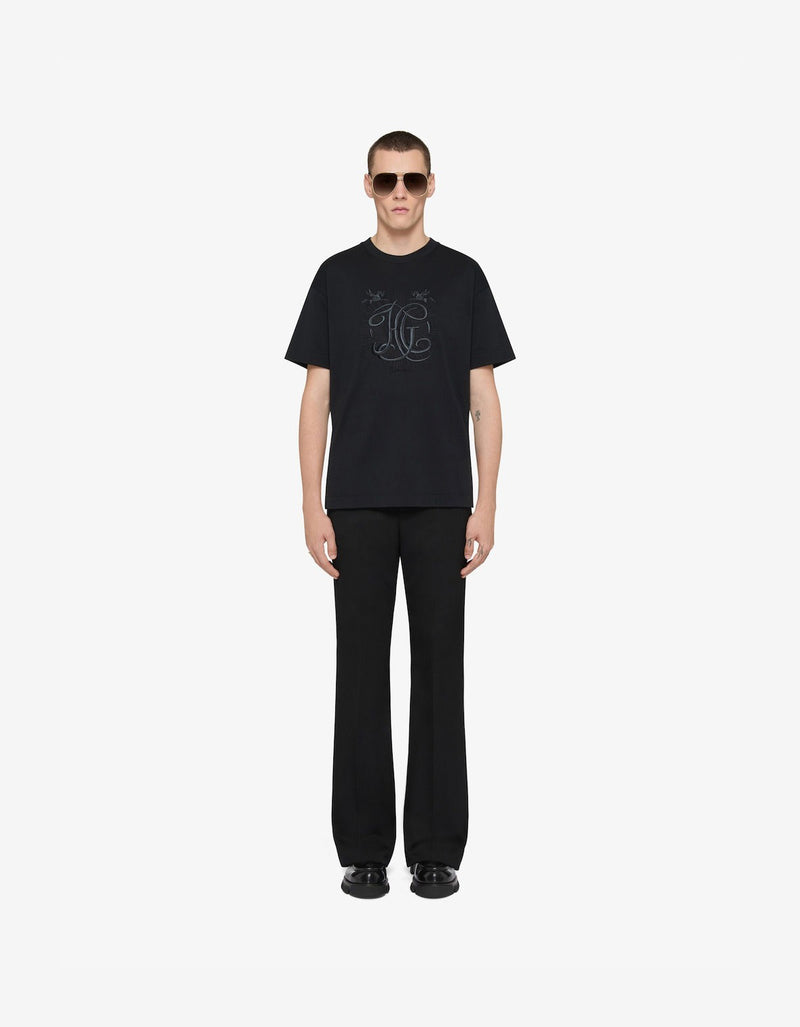 Givenchy Black HG Embroidery T-Shirt BM71MG3YQA 001