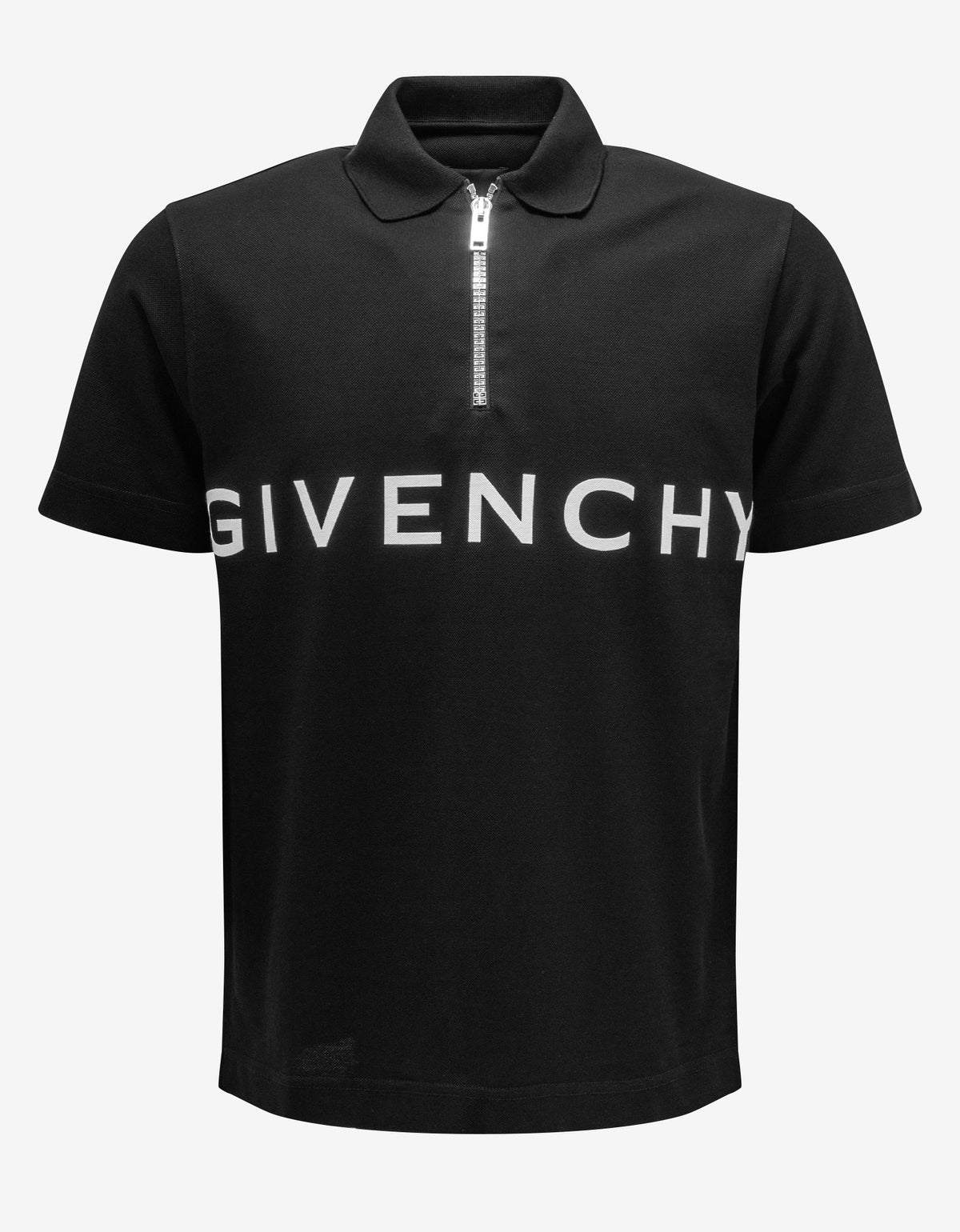 Givenchy Black Zip Logo Polo T-Shirt