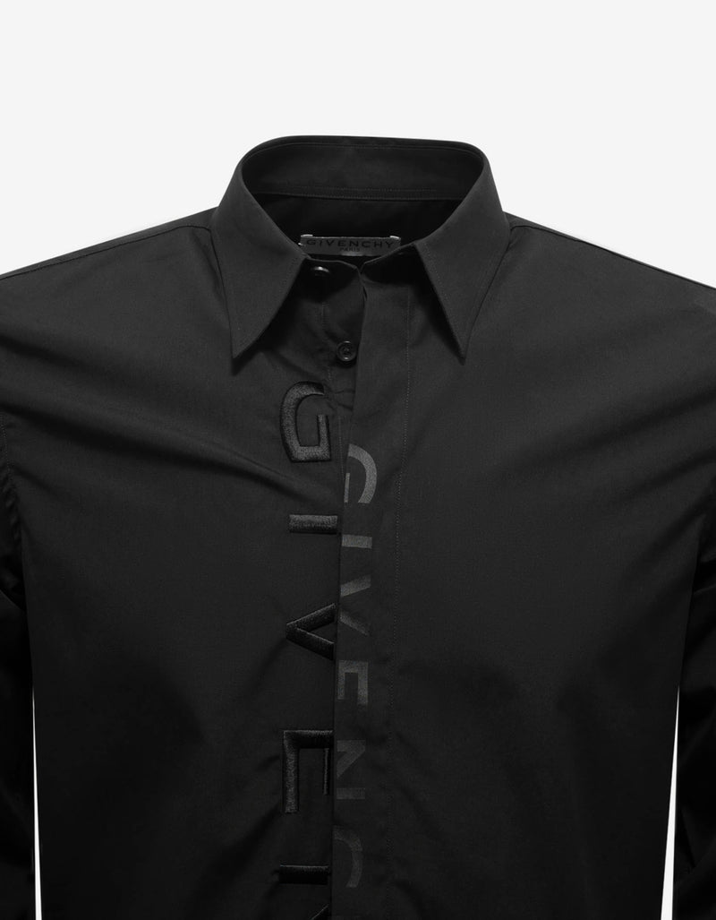 Givenchy Black Tonal Logo Embroidery Shirt